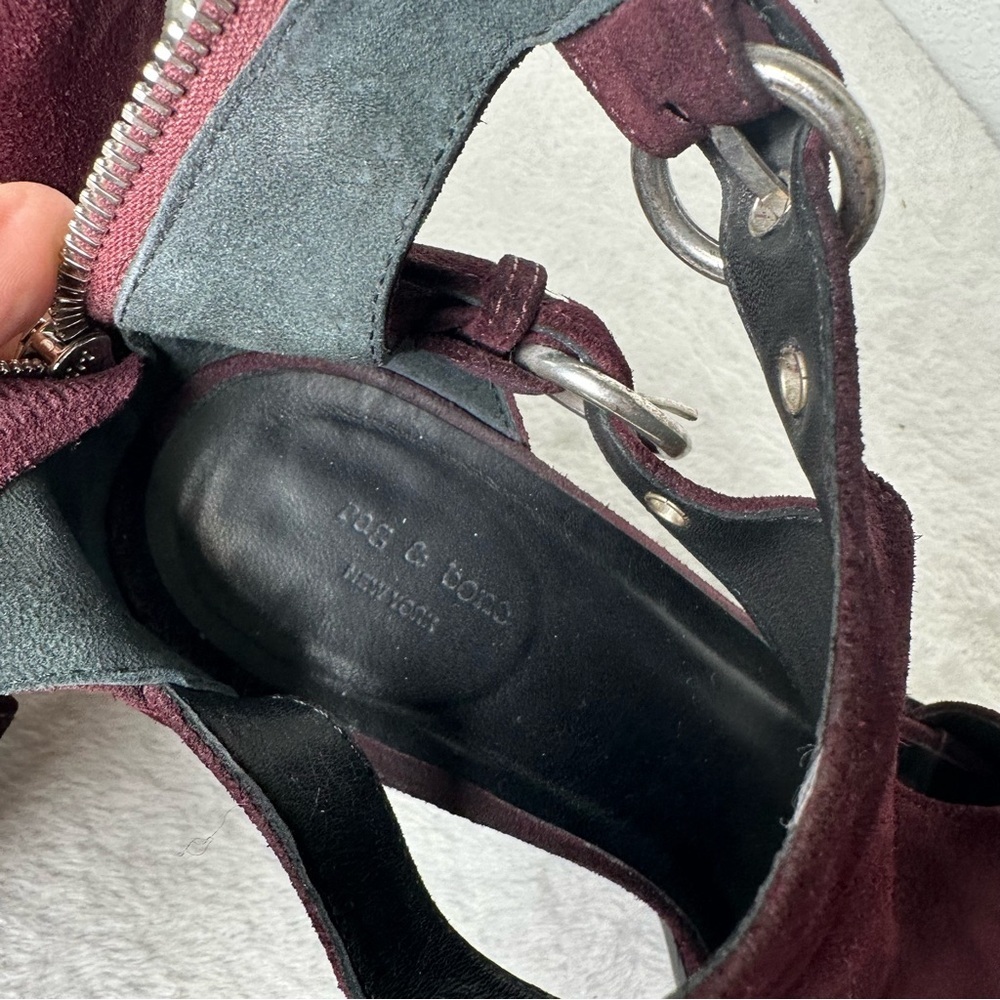 Rag & Bone Burgundy Made in Italy Suede Sandals in Size 7.5 or 8 - Picture 6 of 12
